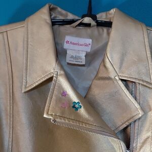American Girl Metallic Gold Leather Jacket. Girls Size 14-16